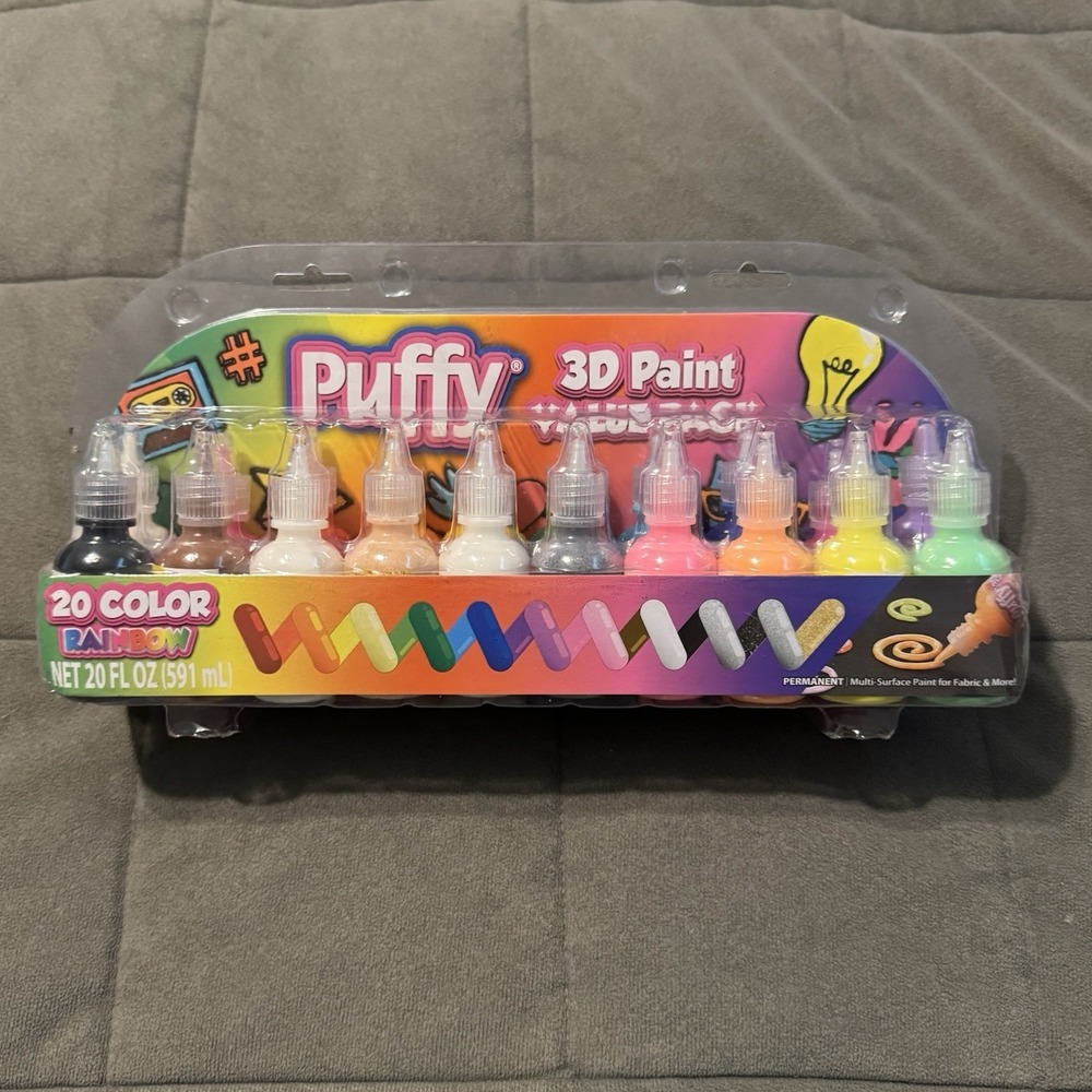 Puffy 3D Puff Paint 20 Pack 1fl oz Fabric Paint Assortment of Colors